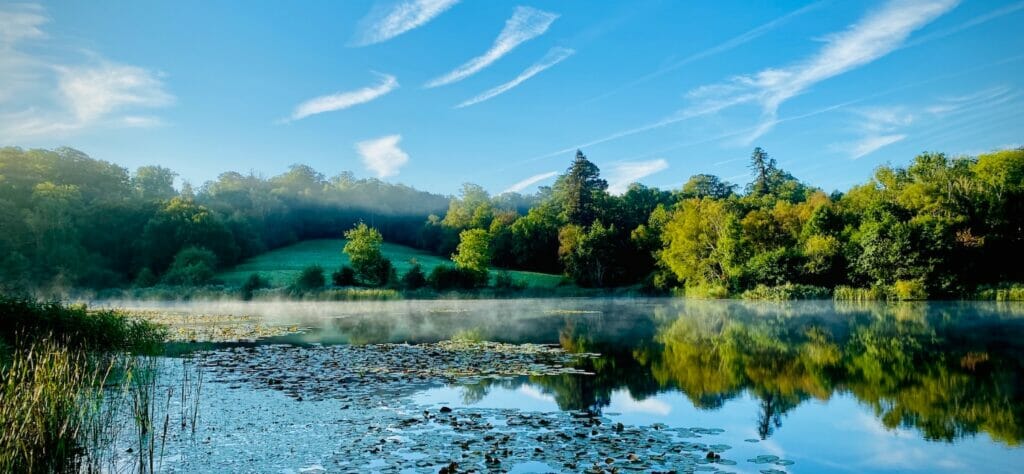 looking over the lake at Ashburnham Place